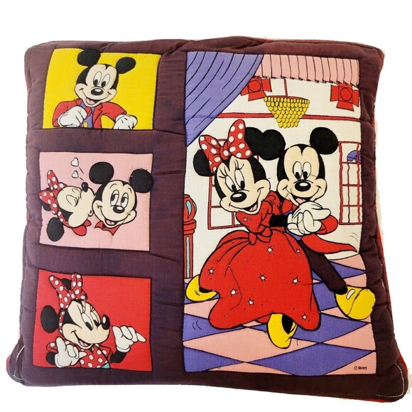 Vintage Disney Rare Minnie Mouse Mickey Mouse Pillow Cushion And Cover - Picture 1 of 5